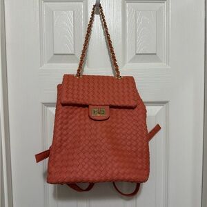 Woven Coral Backpack